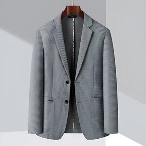 Men's XL-XXL Grey Slim Fit Blazer Modern Office Jacket Spring Summer Autumn  See
